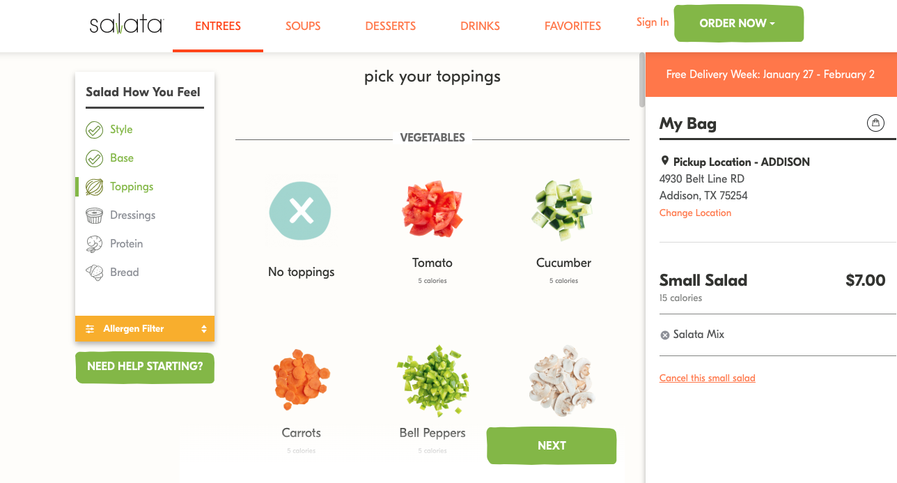 Salata online ordering platform